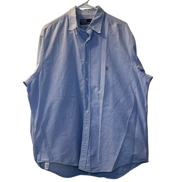 Polo Ralph Lauren Button Down Droptail Shirt Men's 17-36 Blue Flesh Color Horse - Picture 2 of 5